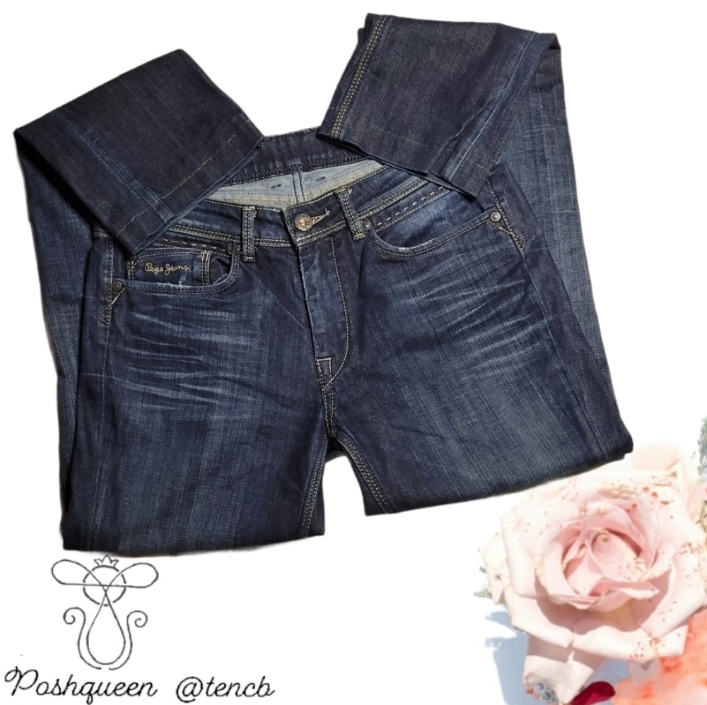 Pepe Jeans Slightly Distressed Blue Jeans Denim